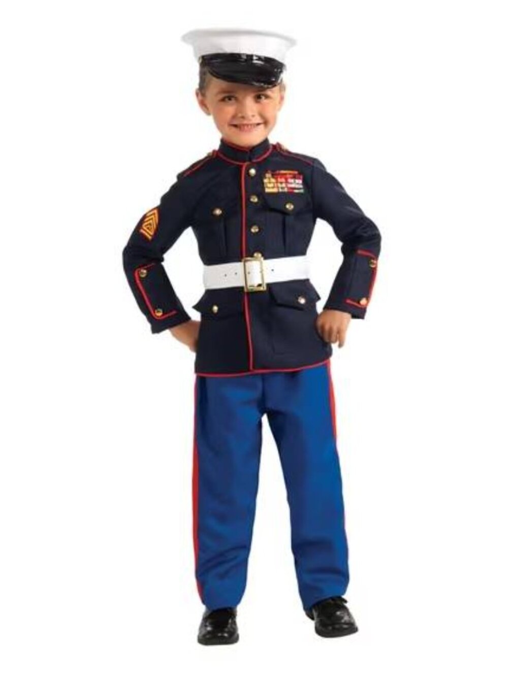 4PC Rubie's Marine Dress Up Costume with Hat and Belt Size Large Kids